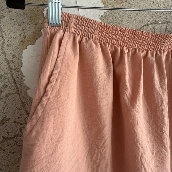 Vintage Cottagecore Embroidered Lounge Set Peach Button Shirt Pants - Picture 3 of 8